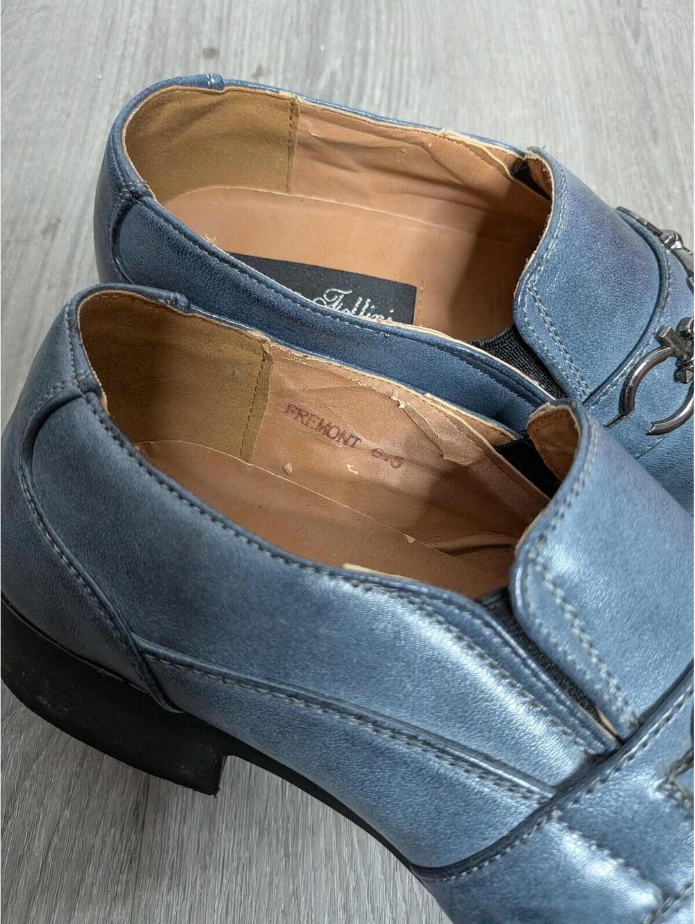 Alberto Fellini Shoes Mens Size 6.5 Blue Slip On Studded Cross Dress Oxford - Picture 8 of 10